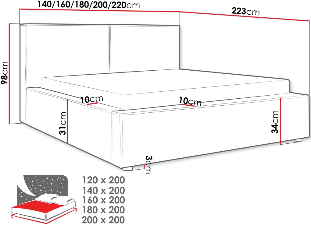 Επενδυμένο κρεβάτι Santos-Menta-120 x 200