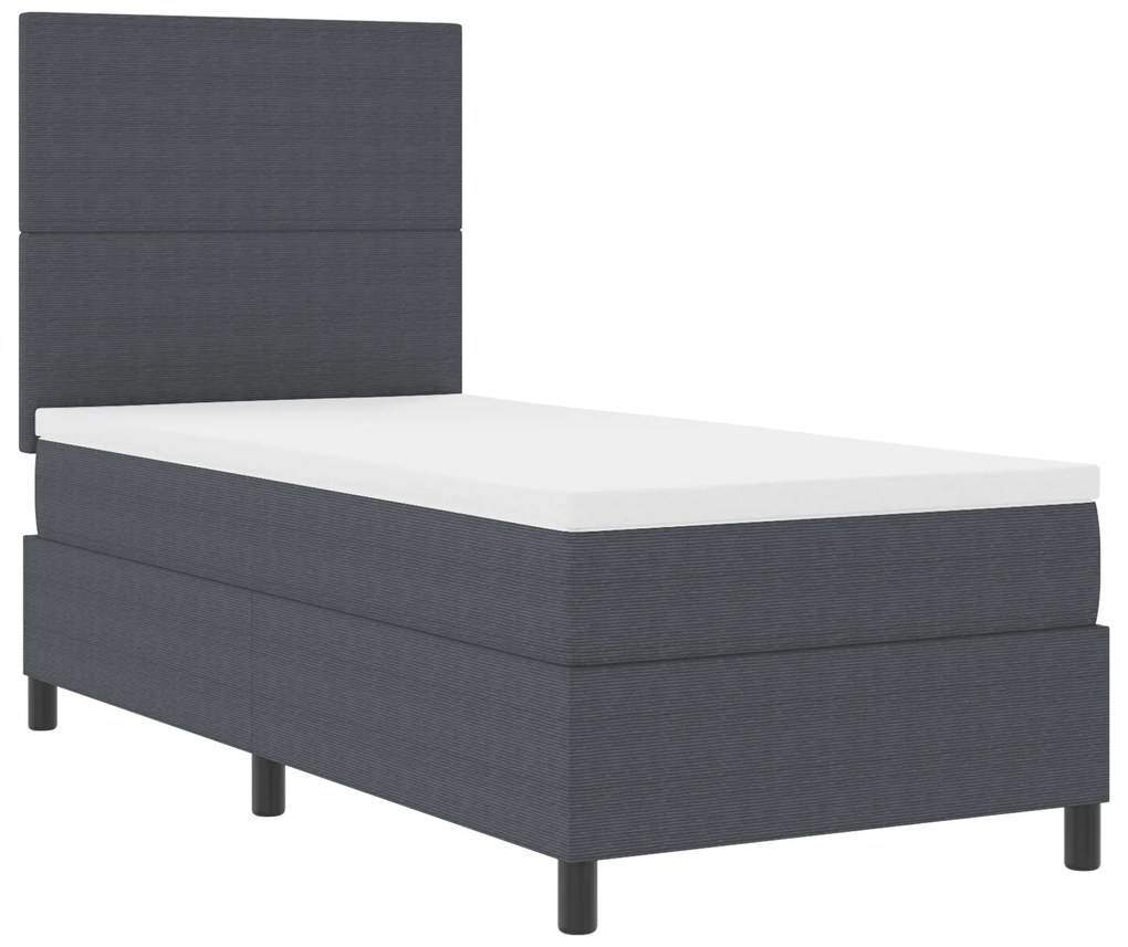 vidaXL Κρεβάτι Box Spring με Στρώμα Σκούρο Γκρι 90x200 εκ. Ύφασμα καπουτσίνο
