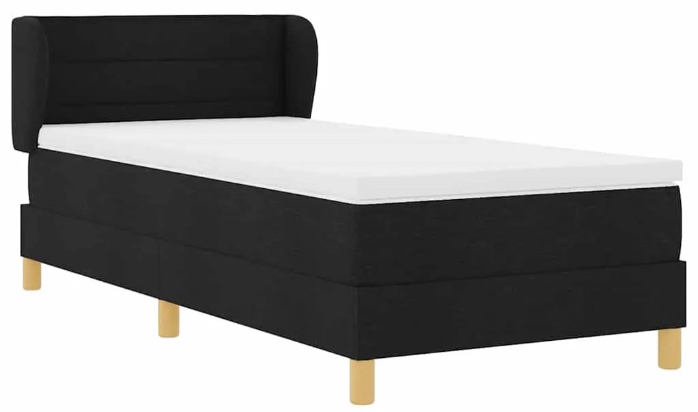 vidaXL Κρεβάτι με Ελατήρια και Στρώμα Κρεμ 90x200 εκ Υφασμα Μαύρο