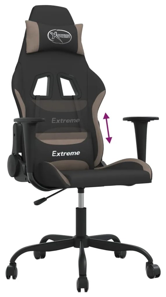 vidaXL Καρέκλα Gaming Μαύρη και Taupe Υφασμάτινη