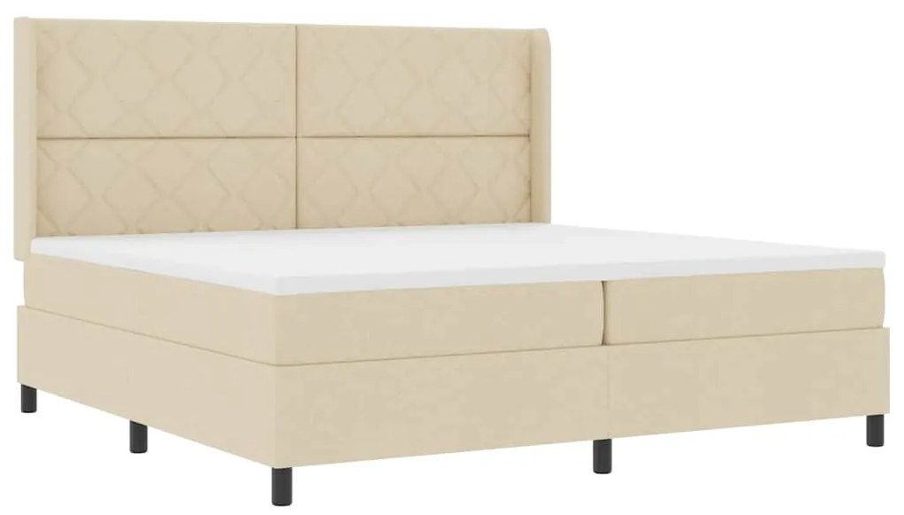 vidaXL Κρεβάτι με ελατήρια με στρώμα Κρεμ 200 x 200 cm ύφασμα