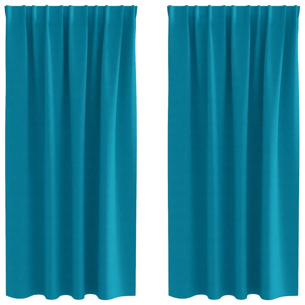vidaXL Κουρτίνες με κουρτίνες 2 pcs Τιρκουάζ 175x140εκ. Πολυεστέρας