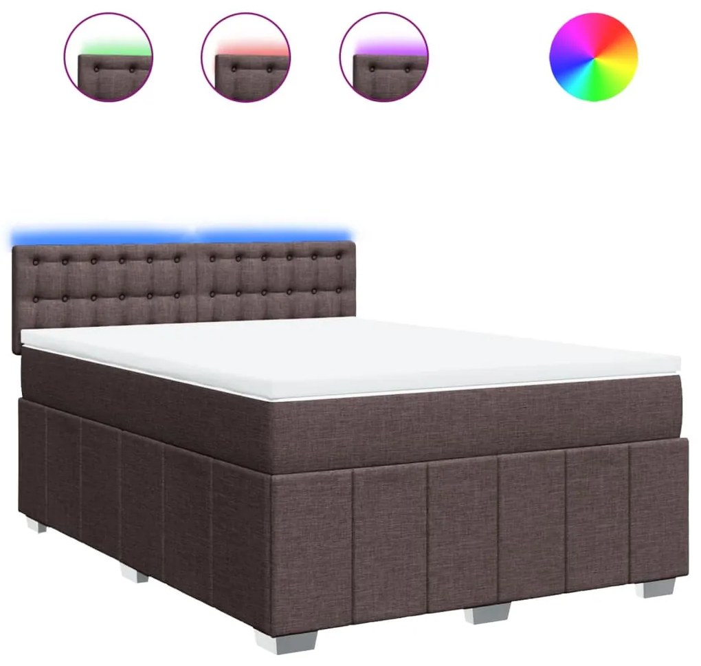 vidaXL Κρεβάτι Boxspring με Στρώμα Σκούρο Καφέ 160x200 εκ Υφασμάτινο