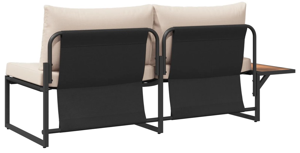 vidaXL Καναπές Κήπου με μαξιλάρι Καφέ 200.5 x 70 x 85.5εκ Μέταλλο