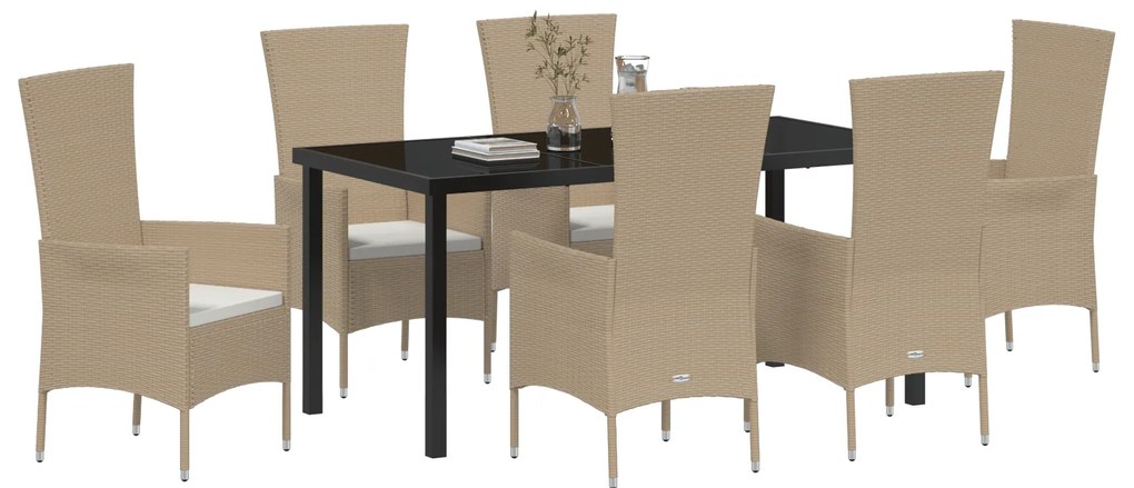 vidaXL Σετ Τραπεζαρίας Κήπου 7 pcs Μπεζ Μαύρο 160 x 80 x 73 εκ