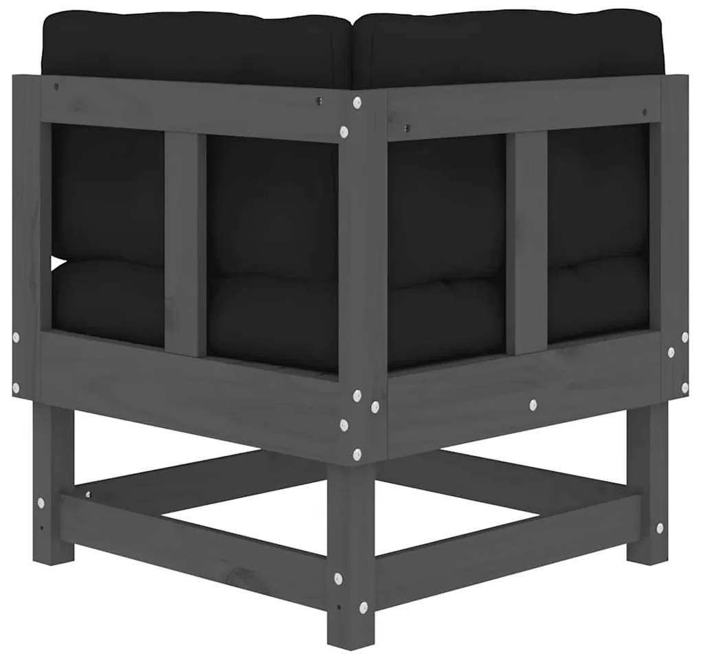 vidaXL Καναπέδες Γωνιακοί με Μαξιλάρια 2 τεμ. Γκρι Μασίφ Ξύλο Πεύκου