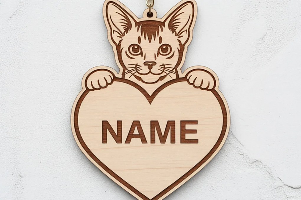 Intra απο ξύλο plywood 3mm-4mm πάχος - Προσαρμοσμένο Oriental Keychain Name Cat  Δίασταση 4x4 cm INTRAFABR-122315533