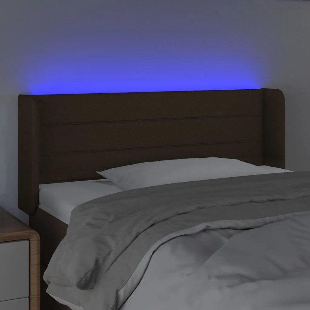Κεφαλάρι Κρεβατιού LED Σκούρο Καφέ 83x16x78/88 εκ. Υφασμάτινο 3123353
