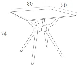 AIR ΤΡΑΠΕΖΙ 80Χ80Χ74ΕΚ. WHITE LAMINATE 12MM