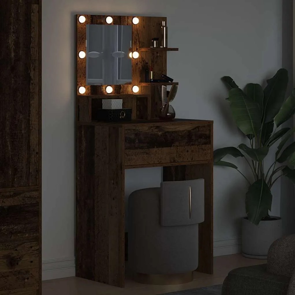 vidaXL Τραπέζια Ντυσίματος Κρεβατοκάμαρας με συρτάρι Παλιό Ξύλο