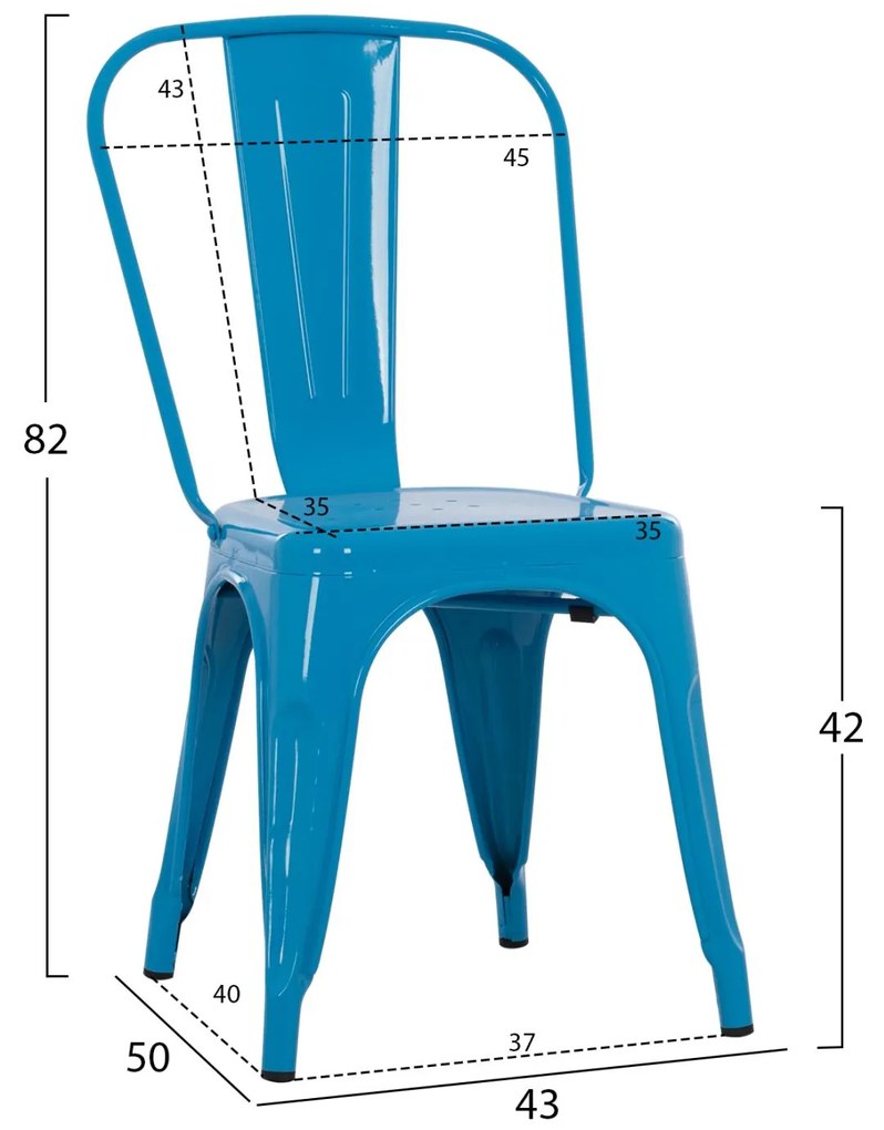 Καρέκλα Μεταλλική Melita-Pro Μπλε 44x47x84,5Υ εκ. 44x47x84.5 εκ.