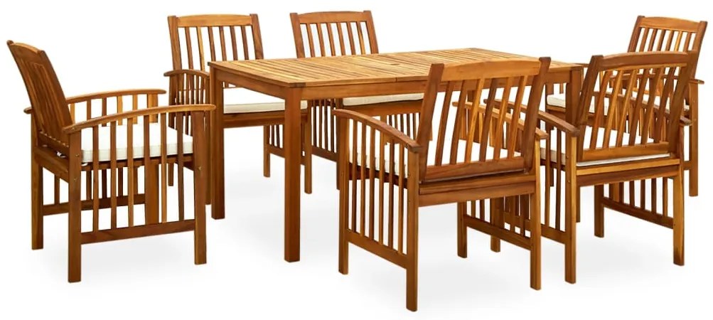 vidaXL Σετ Τραπεζαρίας Κήπου 7 τεμ. Μασίφ Ξύλο Ακακίας με Μαξιλάρια