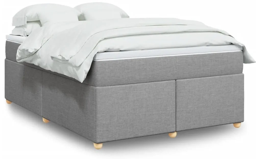vidaXL Κρεβάτι Boxspring με Στρώμα Ανοιχτό Γκρι 140x200 εκ. Υφασμάτινο