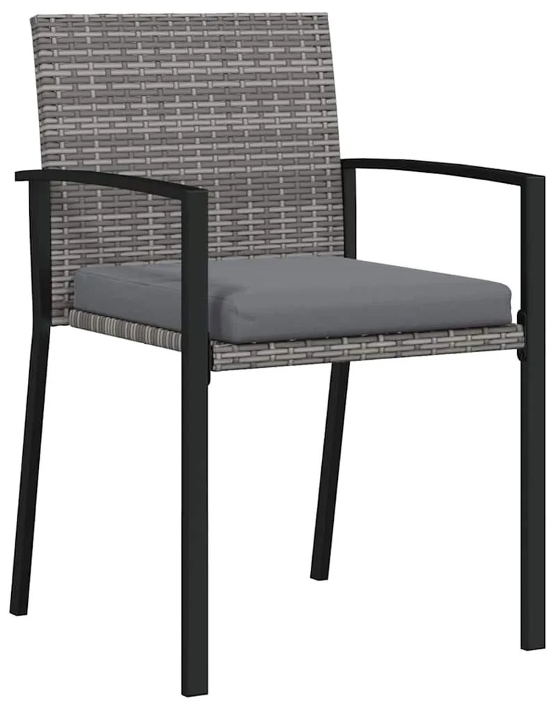 vidaXL Σέτ φαγητού για κήπο 3 pcs Γκρι Χάλυβας με επίστρωση πούδρας