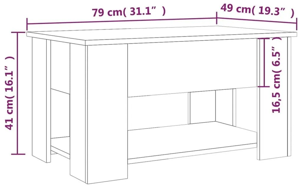 Τραπεζάκι Σαλονιού Καπνιστή Δρυς 79x49x41 εκ. Επεξεργασμ. Ξύλο - Καφέ