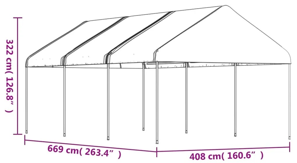 vidaXL Κιόσκι με Τέντα Λευκό 6,69 x 4,08 x 3,22 μ. από Πολυαιθυλένιο