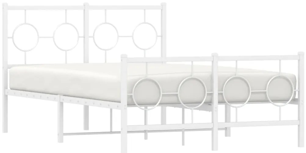 vidaXL Πλαίσιο Κρεβατιού με Κεφαλάρι&amp;Ποδαρικό Λευκό 120x190εκ. Μέταλλο