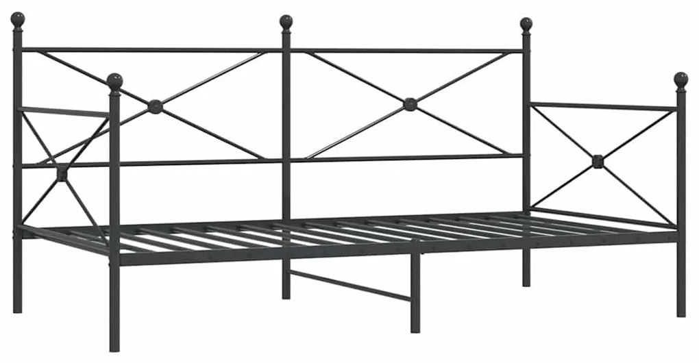 vidaXL Κρεβάτι ημέρας χωρίς στρώμα Μαύρο 100x190 cm Ατσάλι