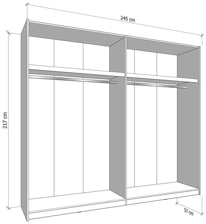 Ντουλάπα Συρόμενη GARD 245 Δίφυλλη Artisan 245x61x218εκ. 245x61x218 εκ.