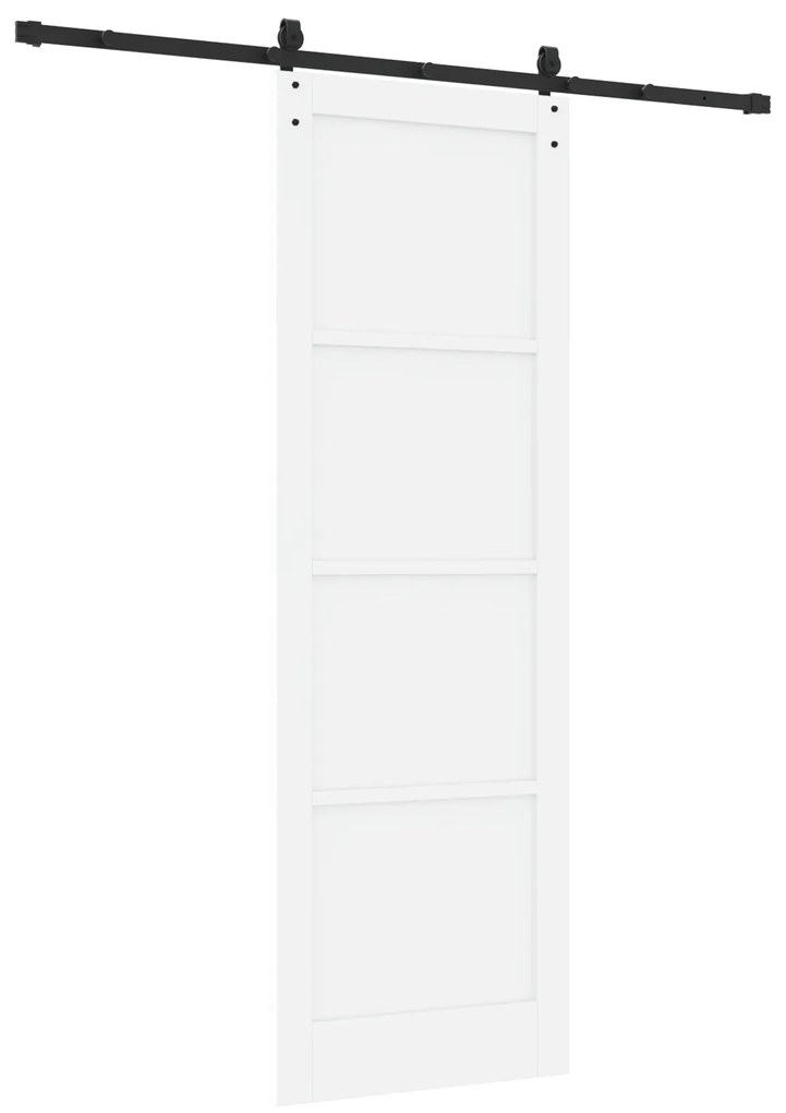 vidaXL Συρόμενη Πόρτα με Σετ Χ Hardware Λευκή 78x232 εκ. Συμπαγής Ξύλινη Πεύκου