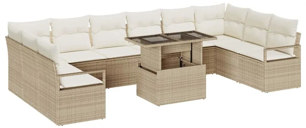 vidaXL Σετ Καναπέ Κήπου 11 pcs μπεζ και κρεμ 100 x 55 x 73 εκ