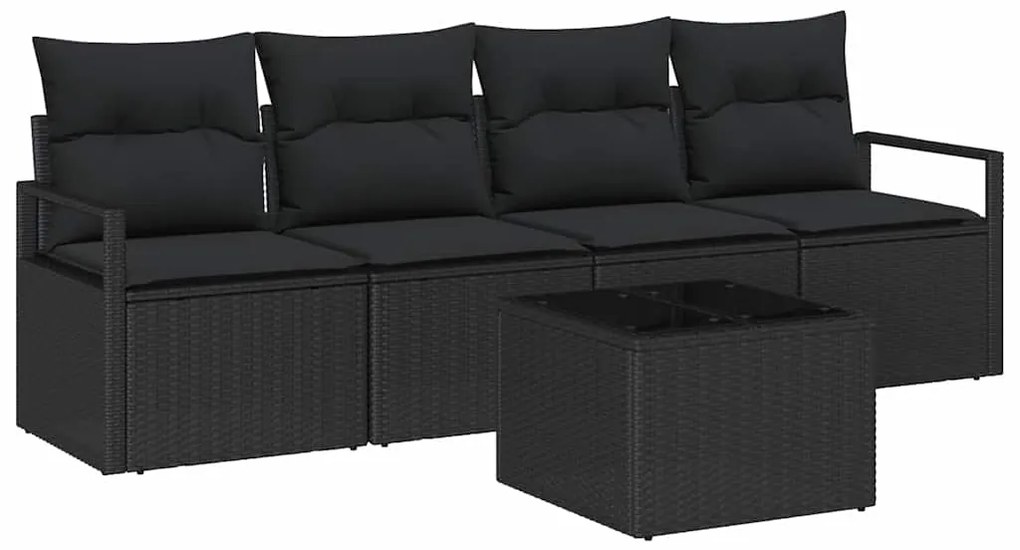 vidaXL Σετ Καναπέ 5 pcs Μαύρο συνθετικό ρατάν