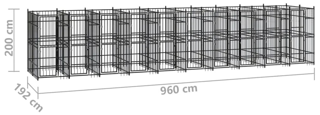 Κλουβί Σκύλου Εξωτερικού Χώρου 18,43 μ² από Ατσάλι - Μαύρο