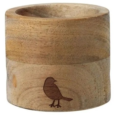 Αυγοθήκη Με Κουτάλι Bird (Σετ 2Τμχ) LBTRD0012344 Φ5x4,5cm Natural-White Raeder Wood,Porcelain