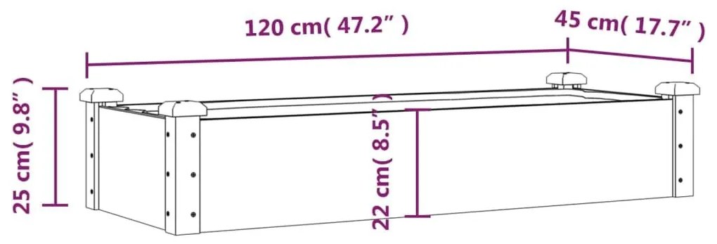 Ζαρντινιέρα Υπερυψ. με Επένδυση Γκρι 120x45x25 εκ. Μασίφ Ελάτη - Γκρι