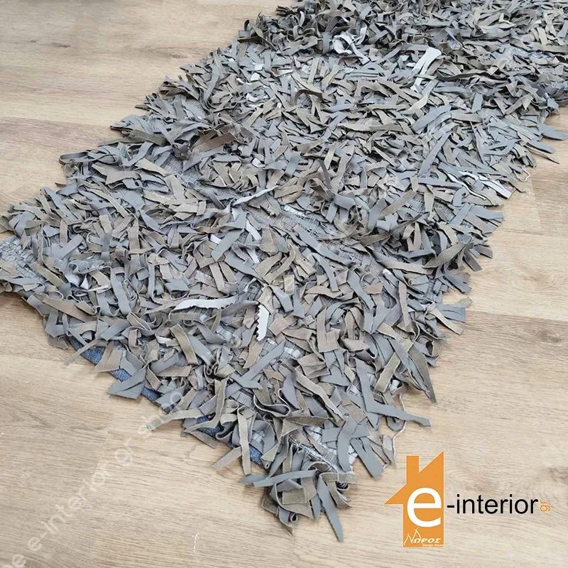 Δερμάτινο Χαλάκι Φουντωτό 70x140 - GREY/BEIGE 5204995202950
