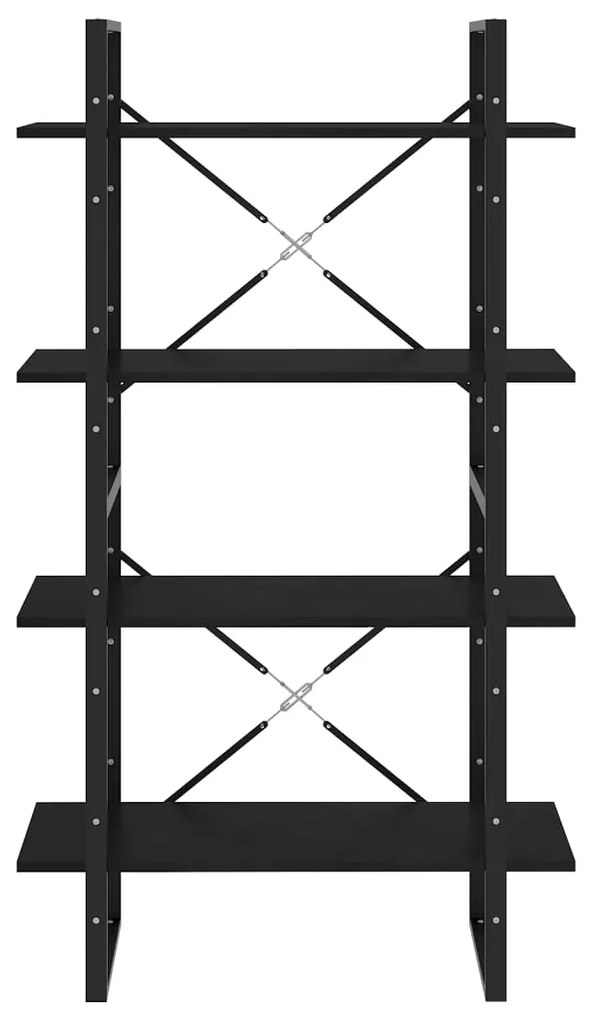 Βιβλιοθήκη με 4 Ράφια Μαύρη 80 x 30 x 140 εκ. Μασίφ Ξύλο Πεύκου - Μαύρο