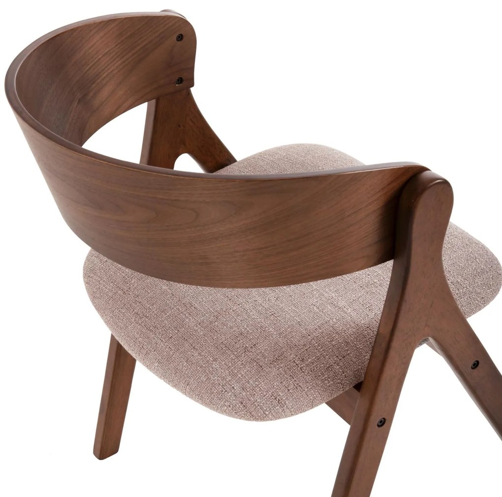 Καρέκλα NEKKER Rubberwood Καρυδί με Μπέζ ύφασμα 56x55x78Yεκ. 2αδα 56x55x78 εκ.
