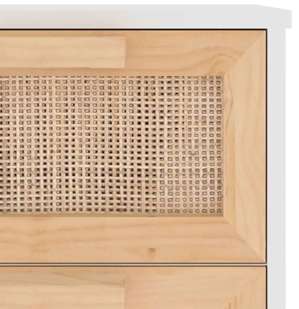 vidaXL Συρταριέρα Λευκή 40 x 30 x 90 εκ. Μασίφ Πεύκο &amp; Φυσικό Ρατάν