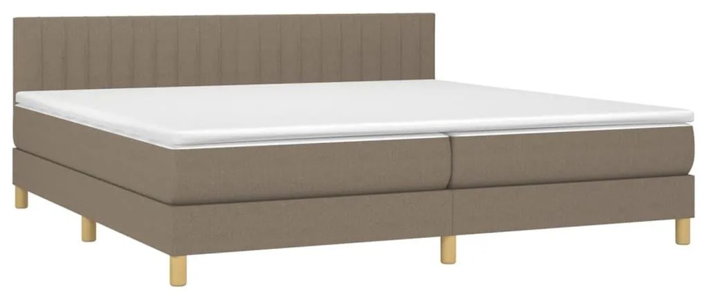 Κρεβάτι Boxspring με Στρώμα Taupe 200x200 εκ. Υφασμάτινο - Μπεζ-Γκρι