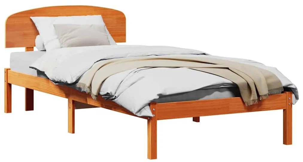 vidaXL Σκελετός Κρεβατιού Καφέ 90 x 190 cm Μασίφ ξύλο πεύκου