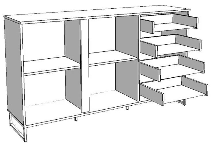 Κομότα - Μπουφές Sardinia 3K4F Artisan Oak - Μαύρο 159x42x92.5 εκ. 159x42x92.5 εκ.