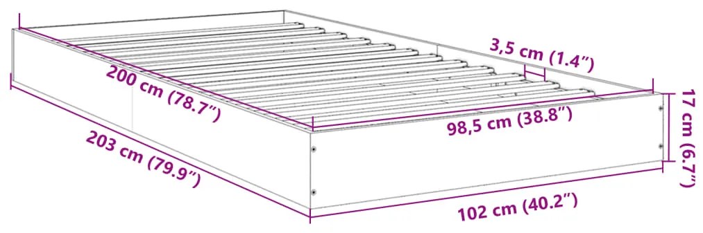 Πλαίσιο Κρεβατιού Καπνιστή Δρυς 100x200 εκ. Επεξεργασμένο Ξύλο - Καφέ