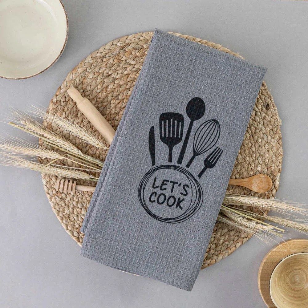 Ποτηρόπανα Κουζίνας Waffle Let&#039;s Cook - 50 x 70 cm - Βεραμάν - Borea