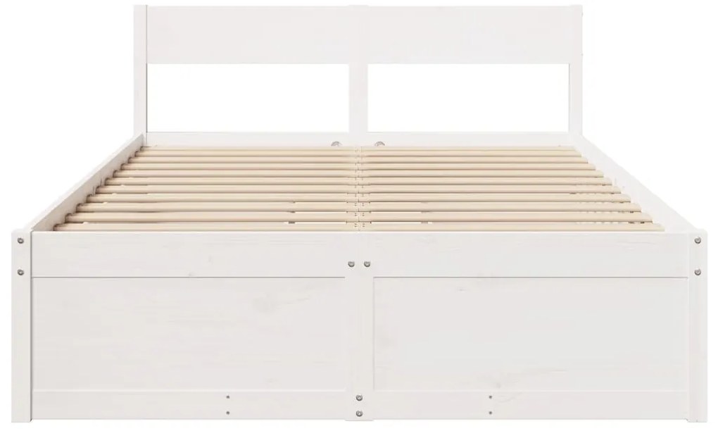 vidaXL Σκελετός Κρεβ. Χωρίς Στρώμα Λευκό 135x190 εκ Μασίφ Πεύκο