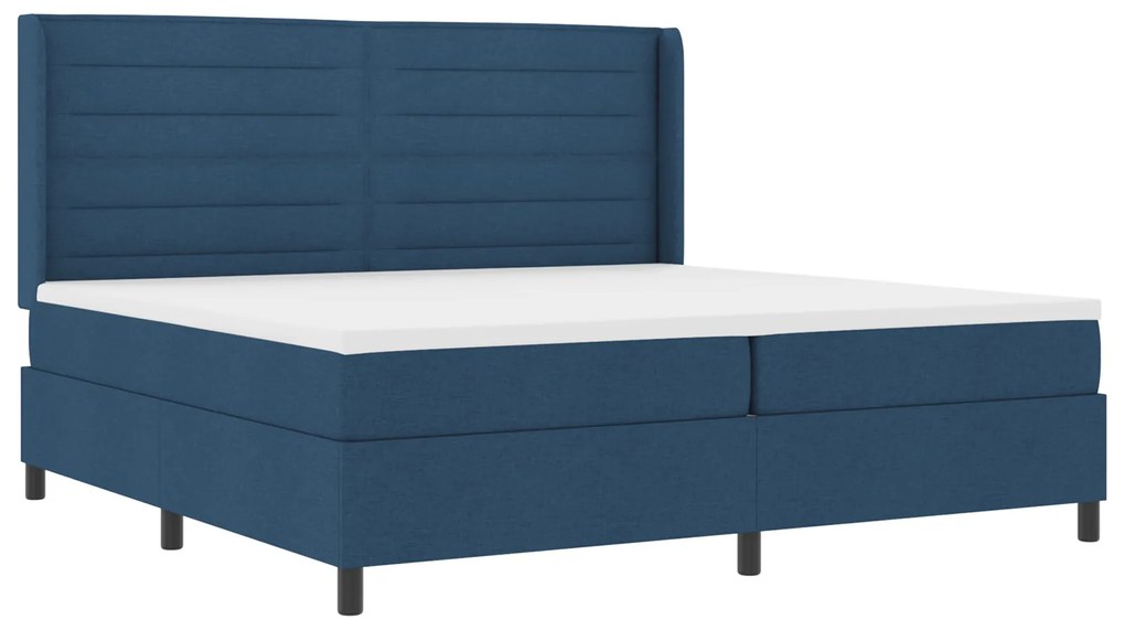 vidaXL Κρεβάτι Box Spring με Στρώμα Μπλε 200x200 εκ. Υφασμά