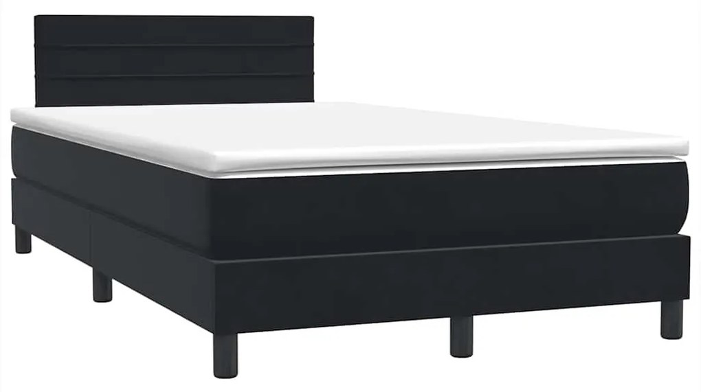 Box Spring Κρεβάτι με στρώμα Μαύρο 120x220 cm Βελούδινο - Μαύρο