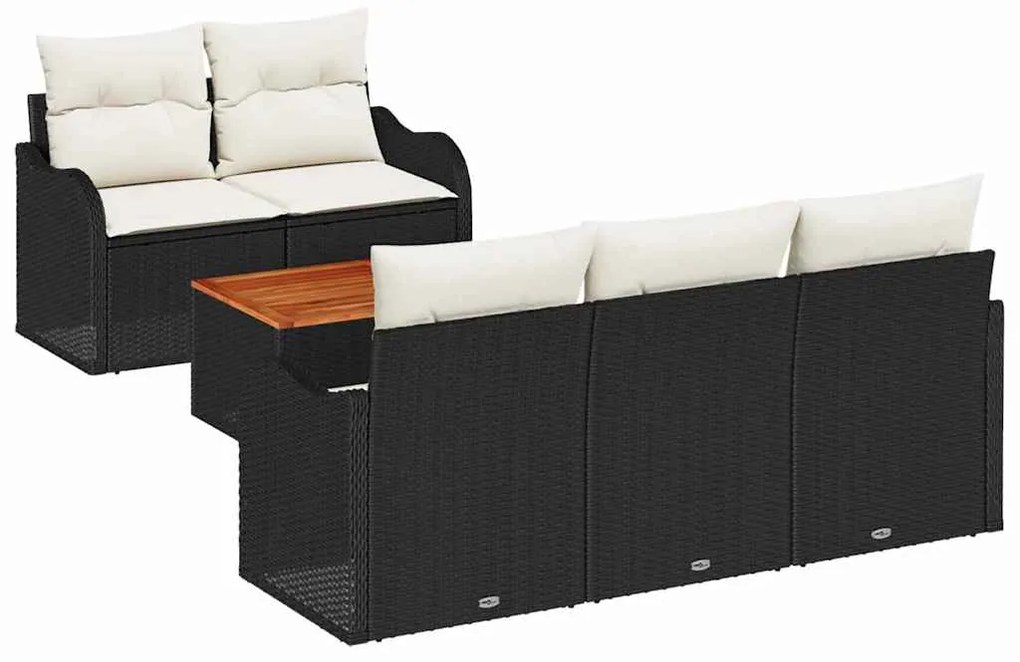 vidaXL Σετ Καναπέ Κήπου 6 pcs Μαύρο Πολυ ράταν