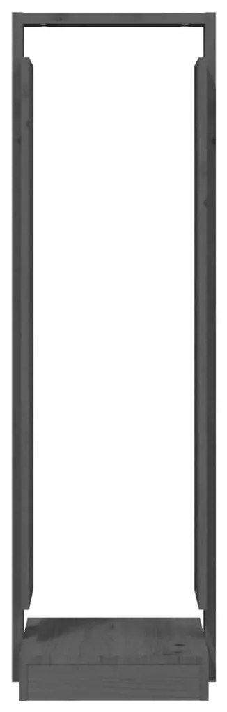 vidaXL Ξυλοθήκη Γκρι 33,5 x 30 x 110 εκ. από Μασίφ Ξύλο Πεύκου