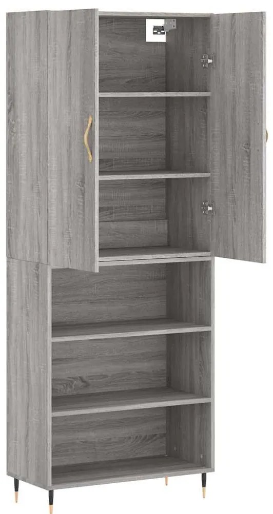 vidaXL Ντουλάπι Γκρι Sonoma 69,5 x 34 x 180 εκ. Επεξεργασμένο Ξύλο