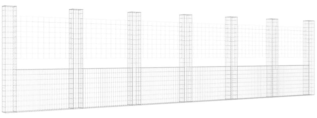 vidaXL Συρματοκιβώτιο σε U Σχήμα με 7 Στύλους 740x20x200 εκ Σιδερένιο