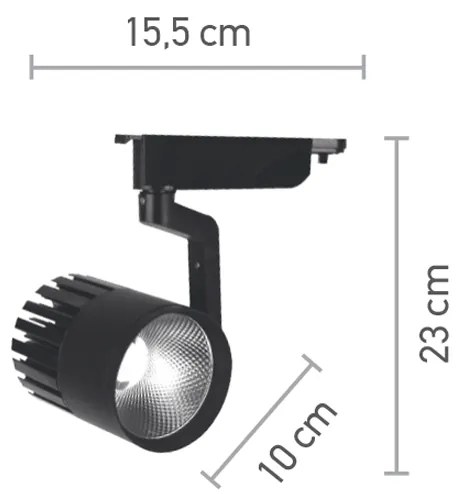 InLight Σποτ Ράγας Μαύρο LED 30W 3000K D:10cmX23cm (T00101-BL)