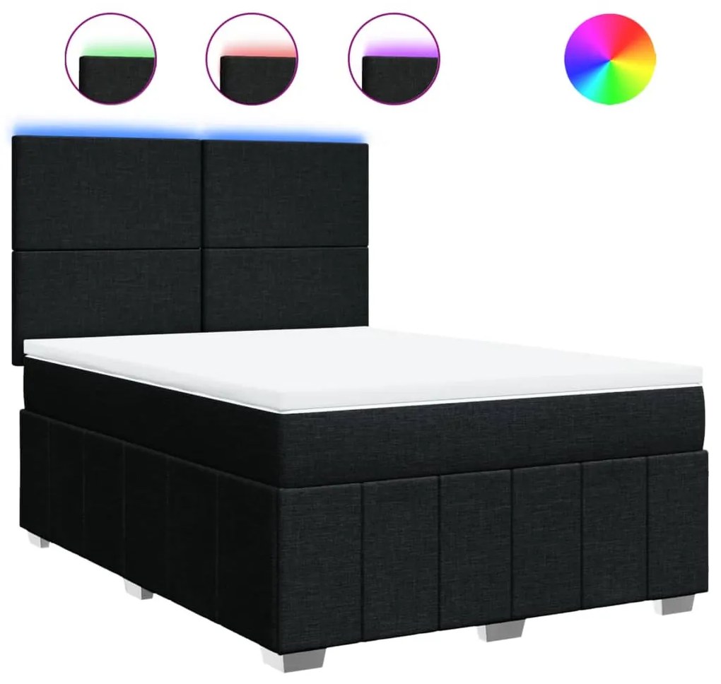 vidaXL Κρεβάτι Boxspring με Στρώμα Μαύρο 160x200 εκ. Υφασμάτινο