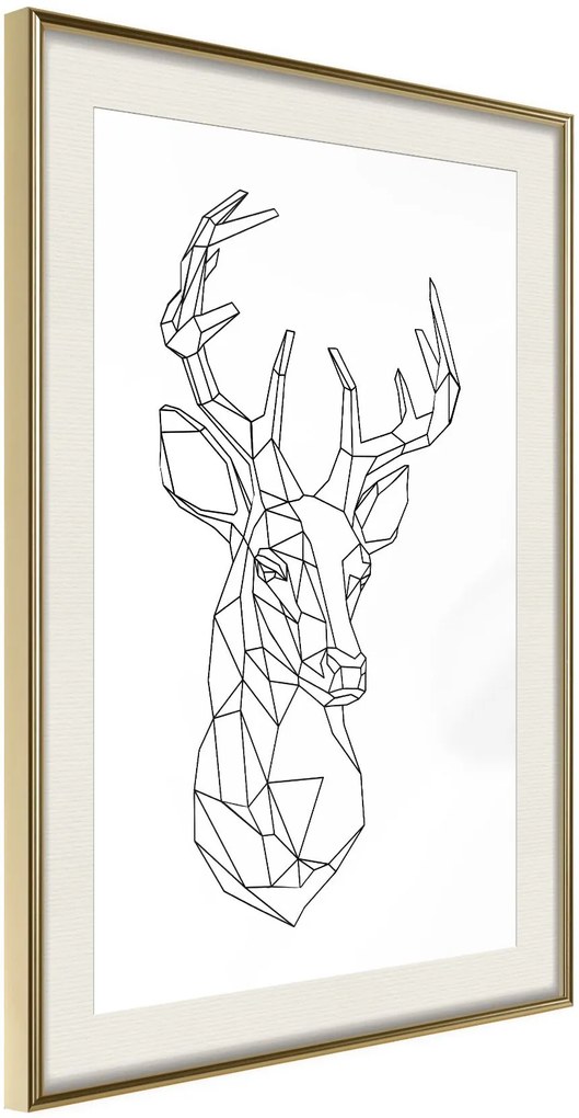 Αφίσα - Minimalist Deer - 20x30 - Χρυσό - Με πασπαρτού