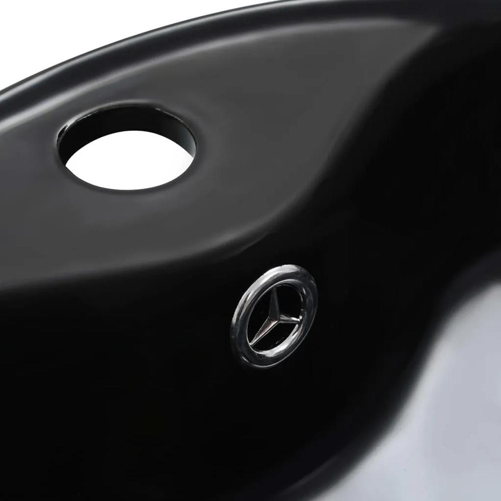 Νιπτήρας με Οπή Υπερχείλισης Μαύρος 36 x 13 εκ. Κεραμικός - Μαύρο