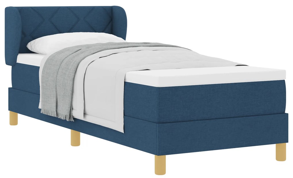 vidaXL κρεβάτι Box Spring με στρώμα - Μπλε - 80x200 εκ. - Ύφασμα